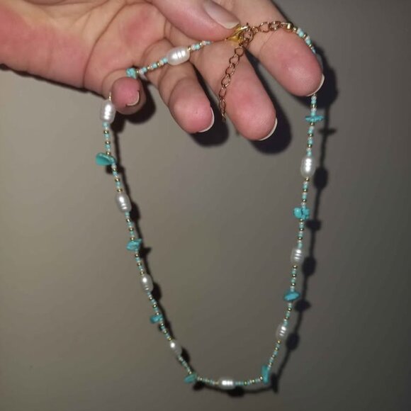 ✨ Elegant & Earthy Statement Necklace! ✨ Handmade Natural Stone & Stainless Stee - Picture 1 of 5